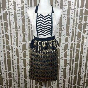 Max Studio Metallic Gold Ikat Printed Apron